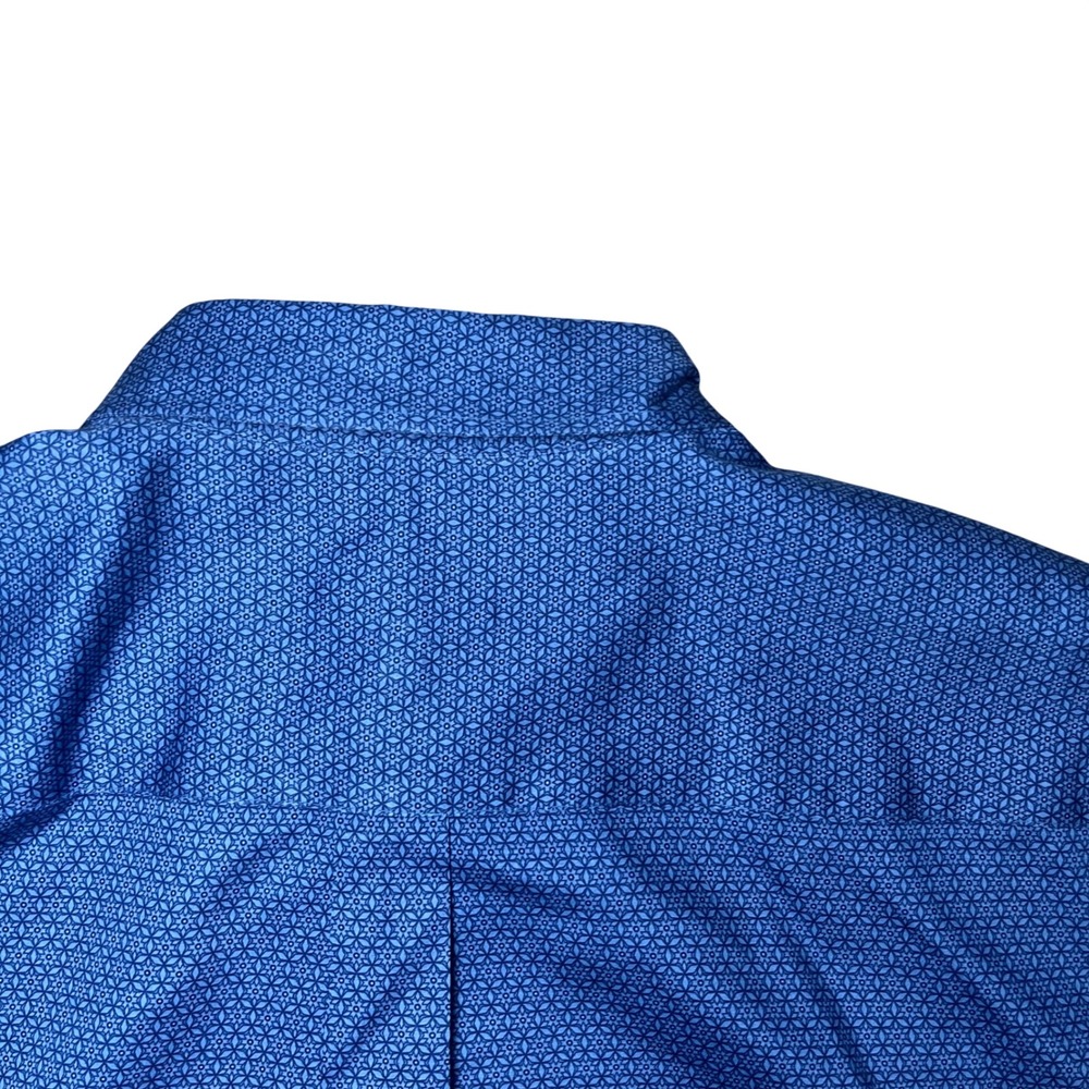Peter Millar Royal Blue Micro-Pattern Cotton Button-Down Shirt - Picture 6 of 9